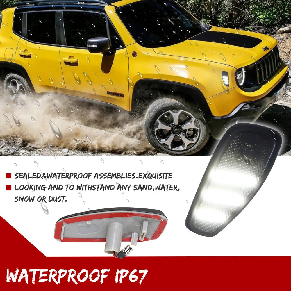 Set of 2 Smoked White LED Side Marker Lights for Jeep Renegade (2015–2023)