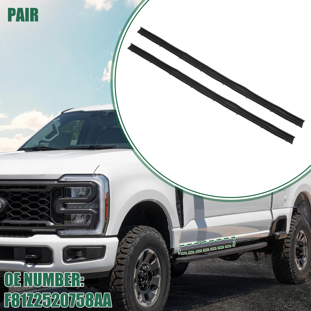 1 Pair Window Weatherstrip for Ford F-250 (1997–2007) No.F81Z2520758AA Black Rubber
