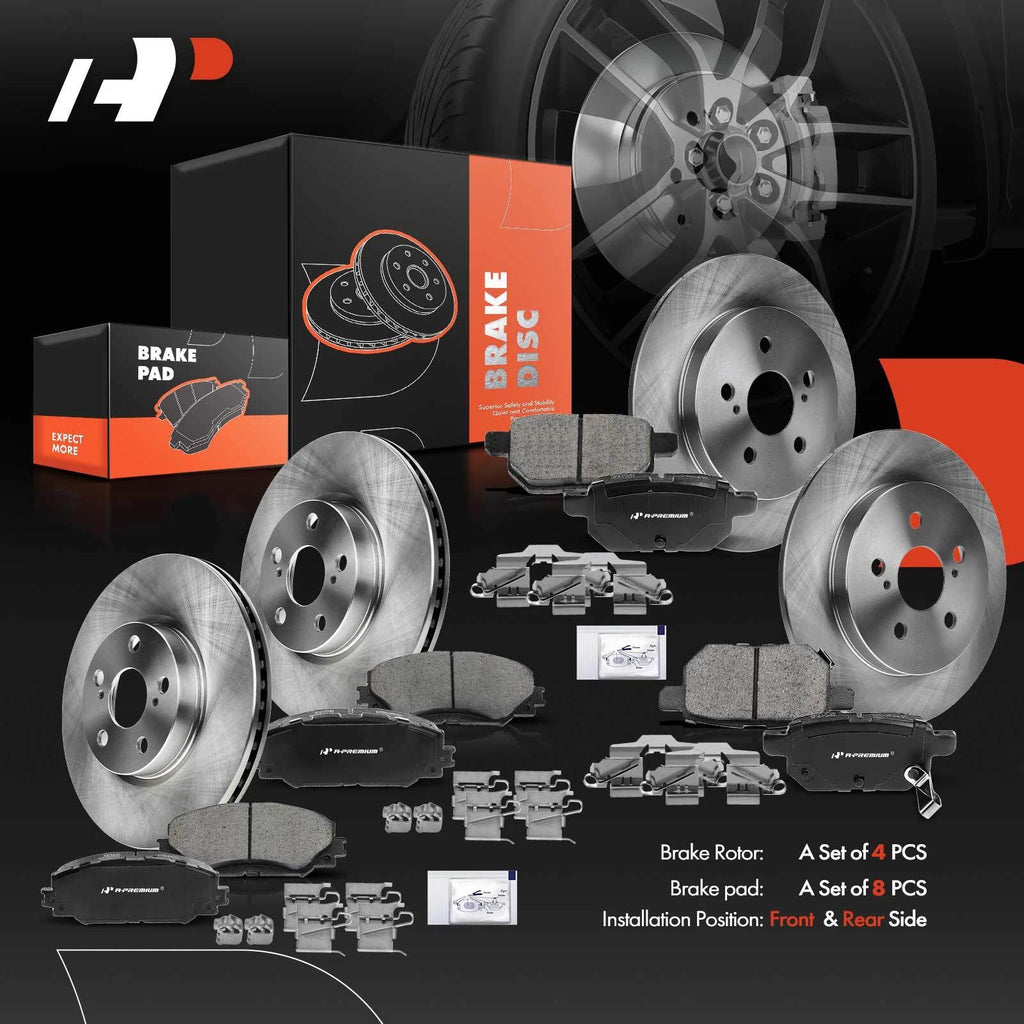 Front & Rear Disc Brake Rotor and Ceramic Pad for Toyota Corolla (2011–2018)