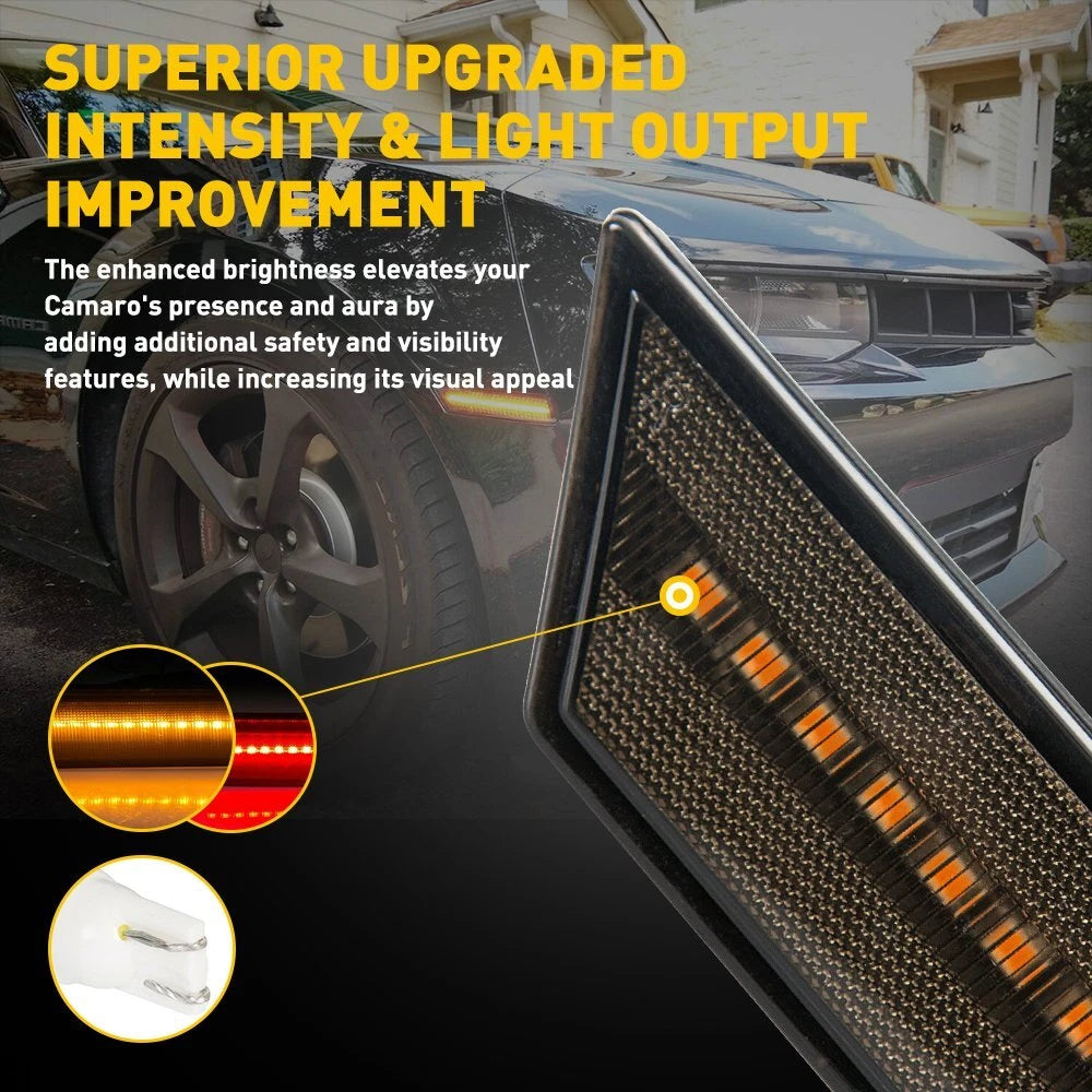 4X LED Side Marker Lights for Chevy Camaro SS LT LS ZL1 RS (2010–2015)