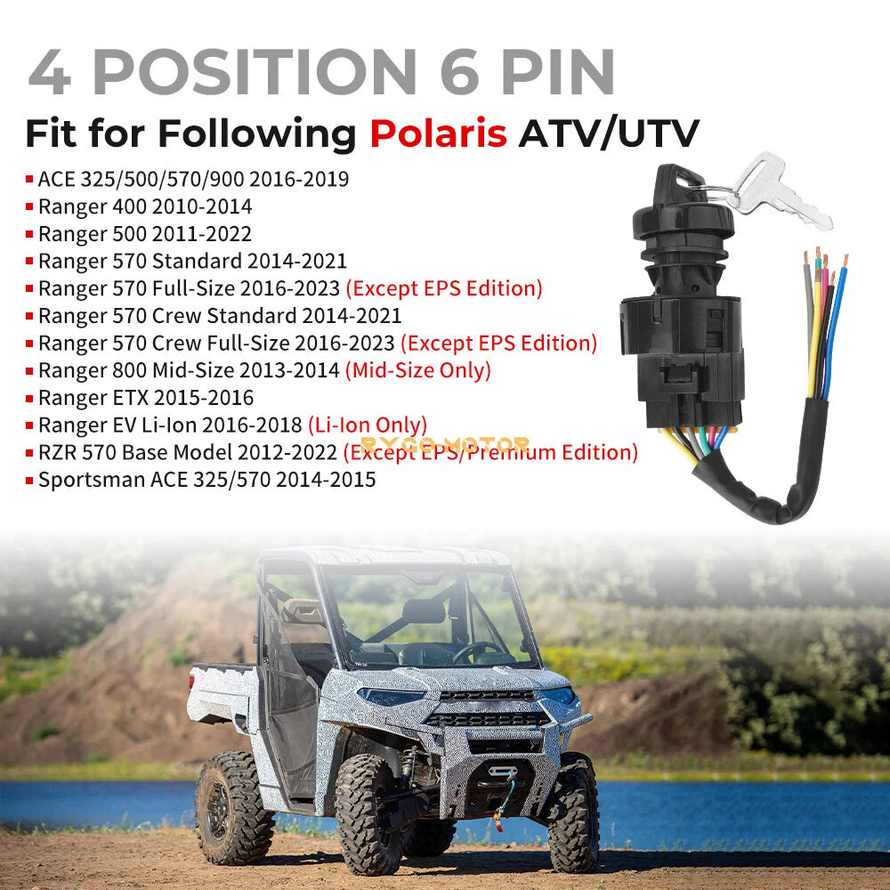 Ignition Key Switch Repair Harness Pigtail Kit for Polaris Sportsman (2002–2020)
