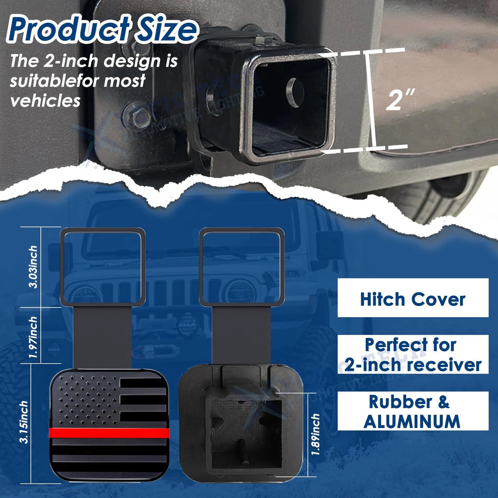 Universal Red Line Flag Tow Hitch Cover for 4-Way Flat Insert (---)