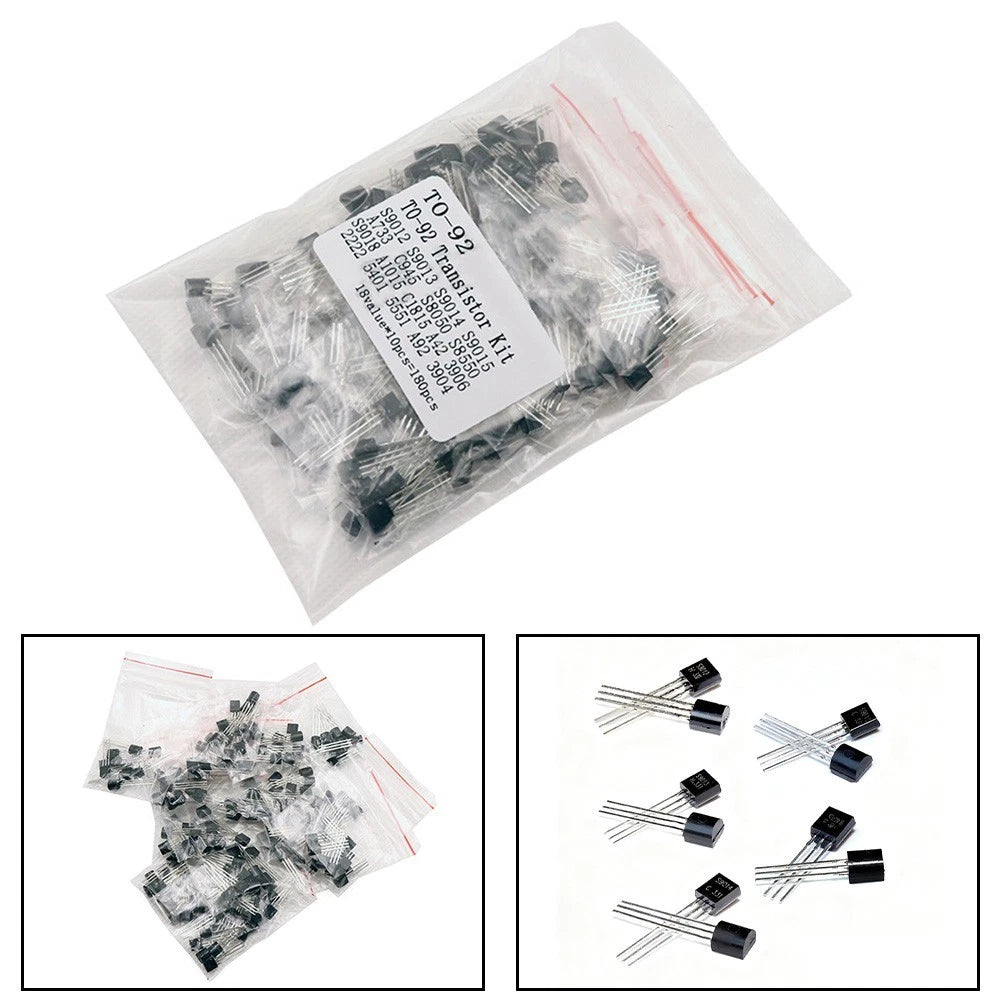 180PCS Transistor Kit for TO-92 (2N5401, C1815) 18 Values 10pcs Each