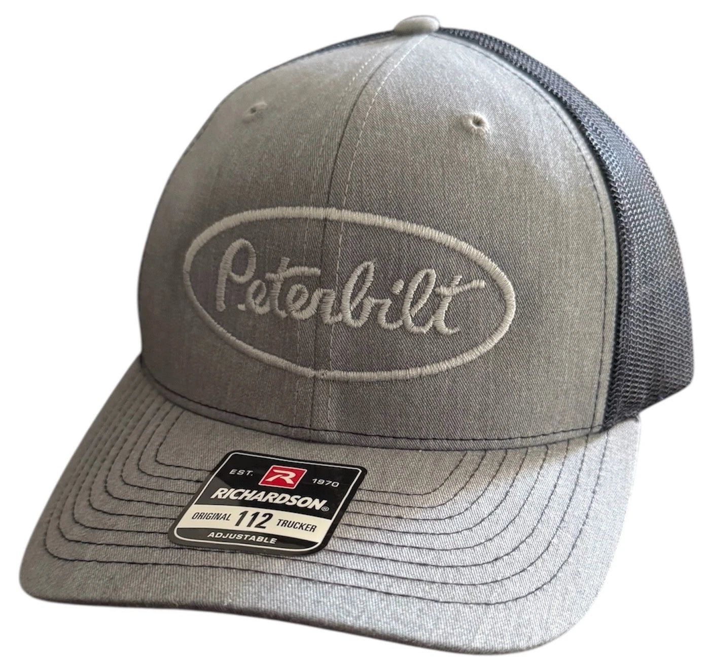 Trucker Cap for Peterbilt Trucks (Richardson 112) - Heather Grey & Navy Mesh