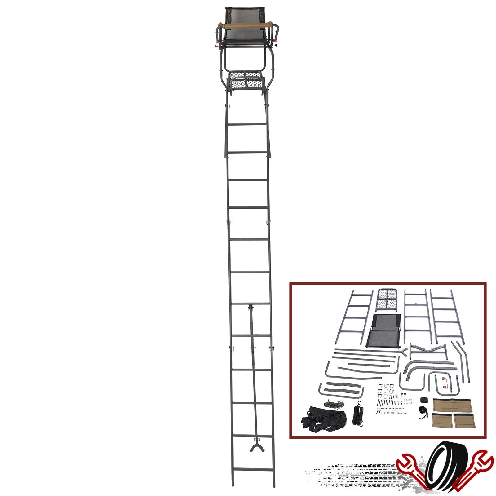Hunting Ladder Tree Stand with Shooting Rail for Outdoor Use (15.5')