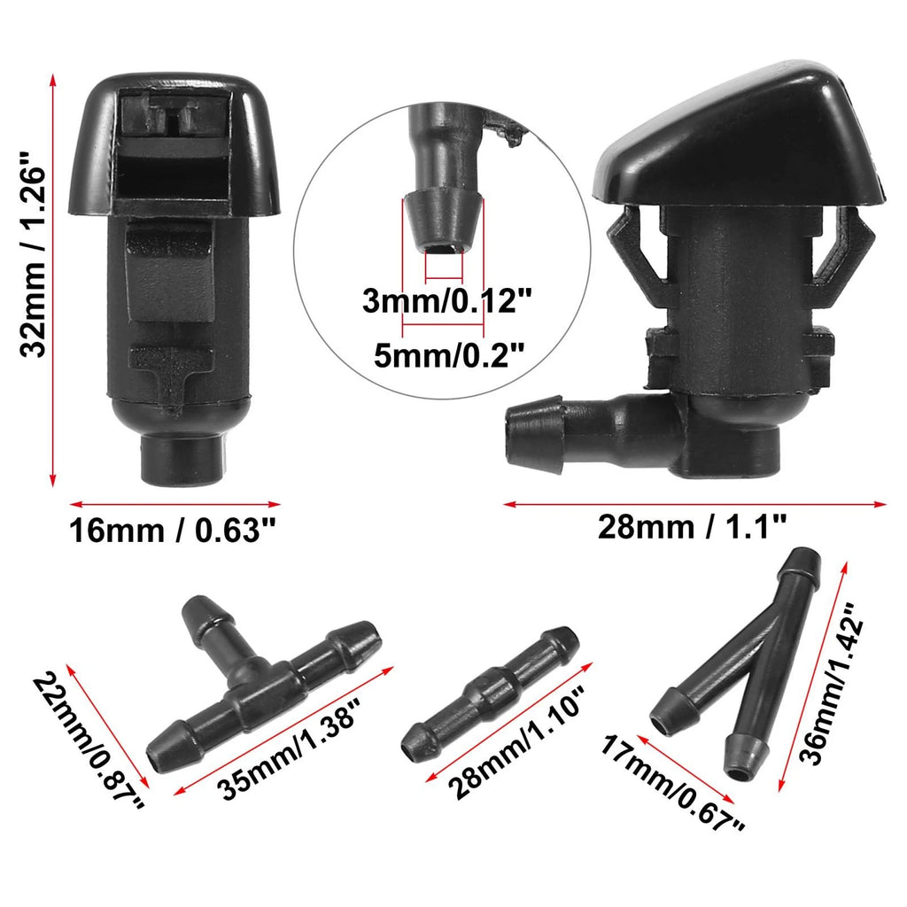 Set of 4 Front Windshield Washer Nozzles for Jeep Cherokee (68081370AB)