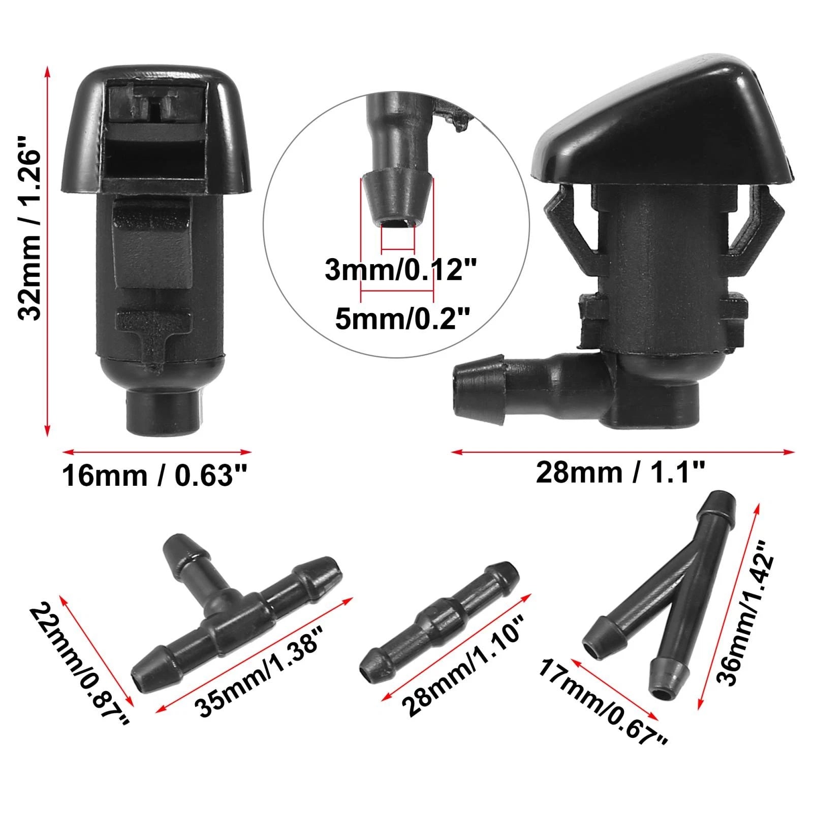 Set of 4 Front Windshield Washer Nozzles for Jeep Cherokee (68081370AB)