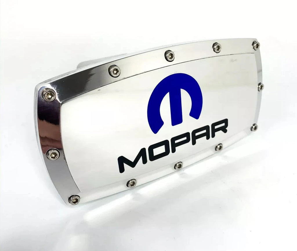 Hitch Receiver Plug Mopar M Logo Polished 2 Inch for Jeep Wrangler (2018–2024)