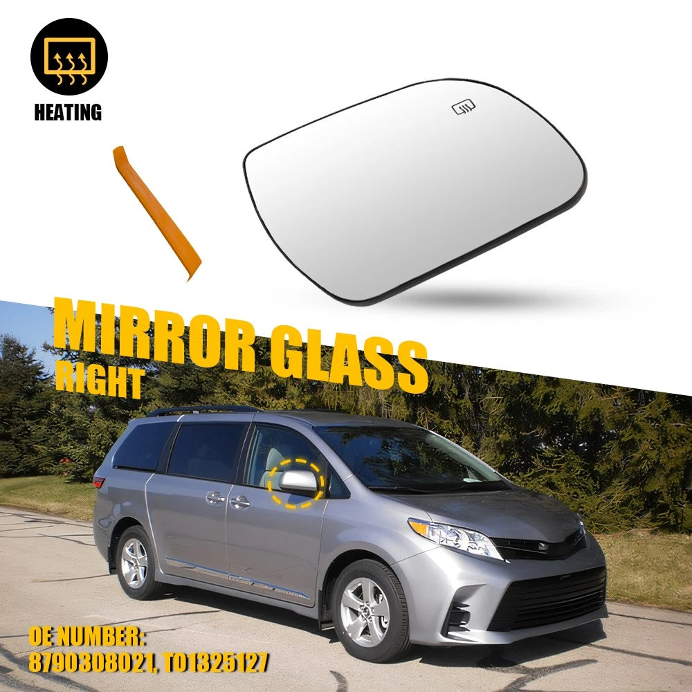 Heated RH Passenger Side Mirror Glass for Toyota Sienna (2011–2019) 8790308021