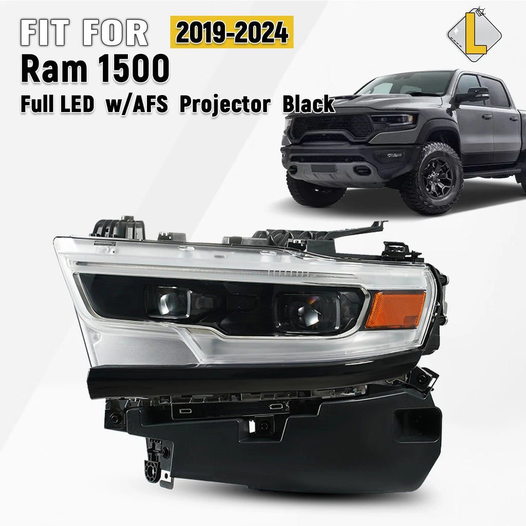 Full LED Projector Headlight for Ram 1500 (2019–2024) AFS Black Left Driver