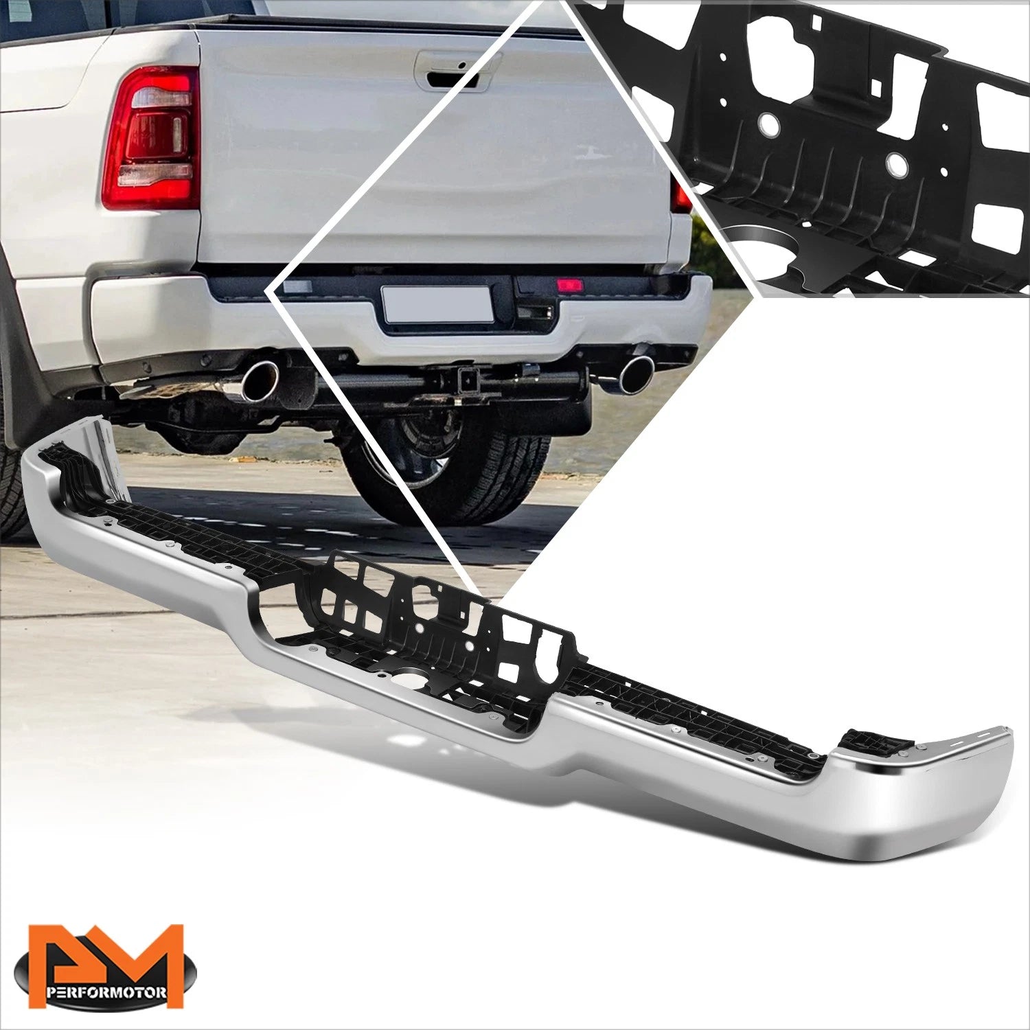 Polished Metal Rear Bumper Face Bar for Ram 1500 (2019–2024) Chrome