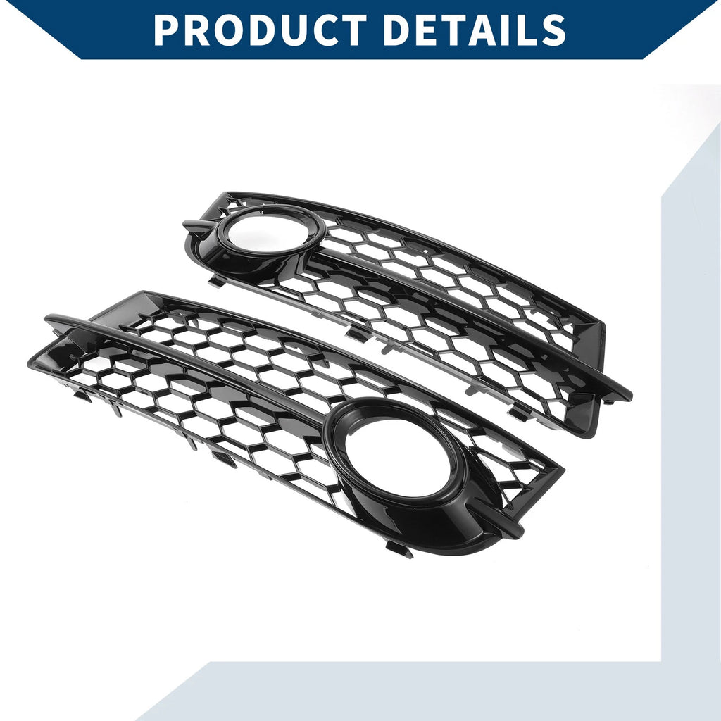 1 Pair Front Fog Light Grill for Audi TT 8J (2006–2014) No. 8J0807682/8J0807681 Black