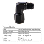 2X 6AN 8AN 10AN Female to Male Flare 90 Degree Swivel Fitting Adapter