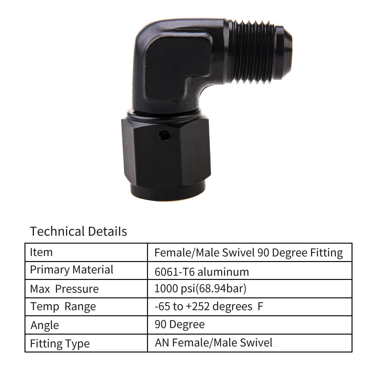 2X 6AN 8AN 10AN Female to Male Flare 90 Degree Swivel Fitting Adapter