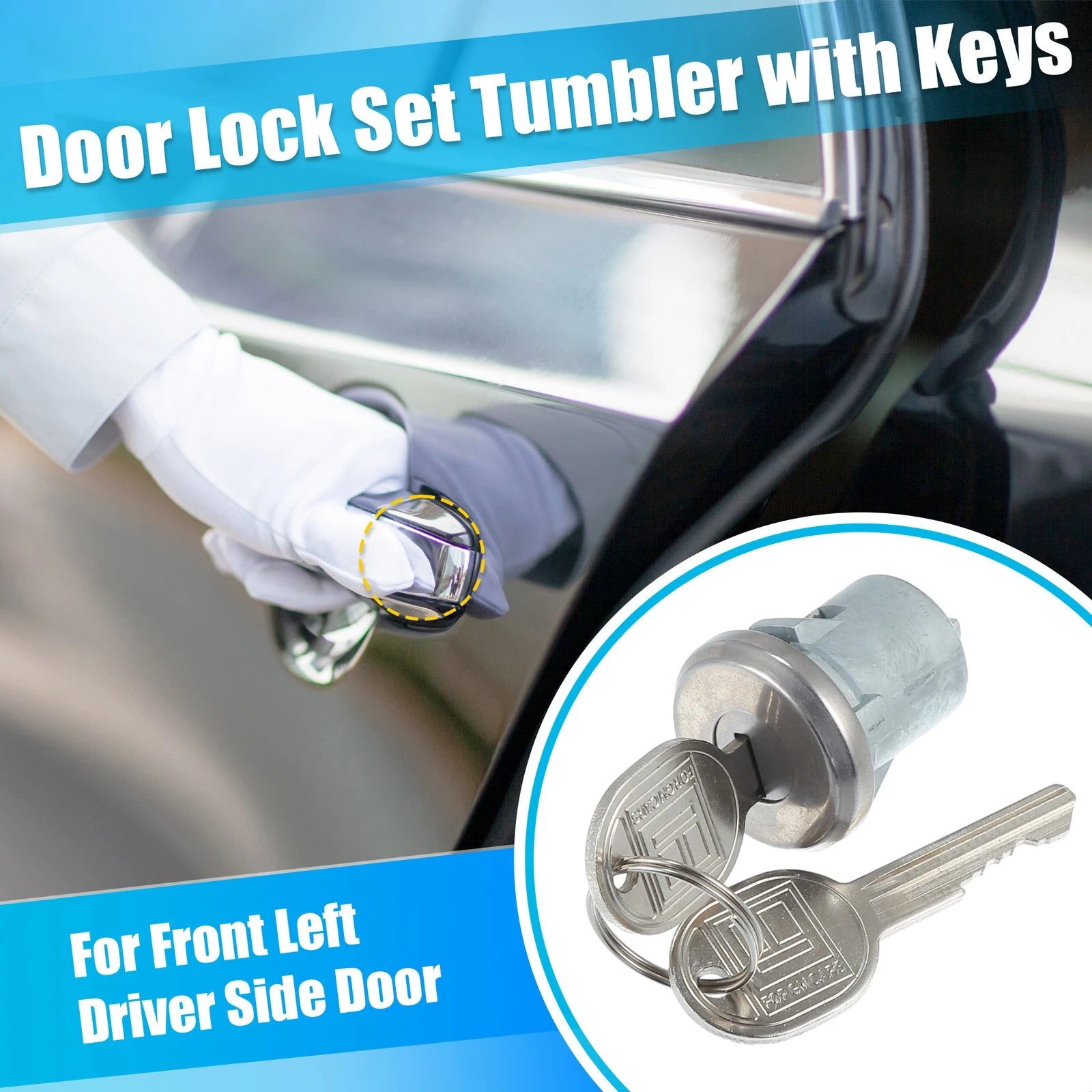 Set of 1 Door Lock Cylinder with Keys for Chevy Truck C10 C20 C30 1500 (1973–1987)