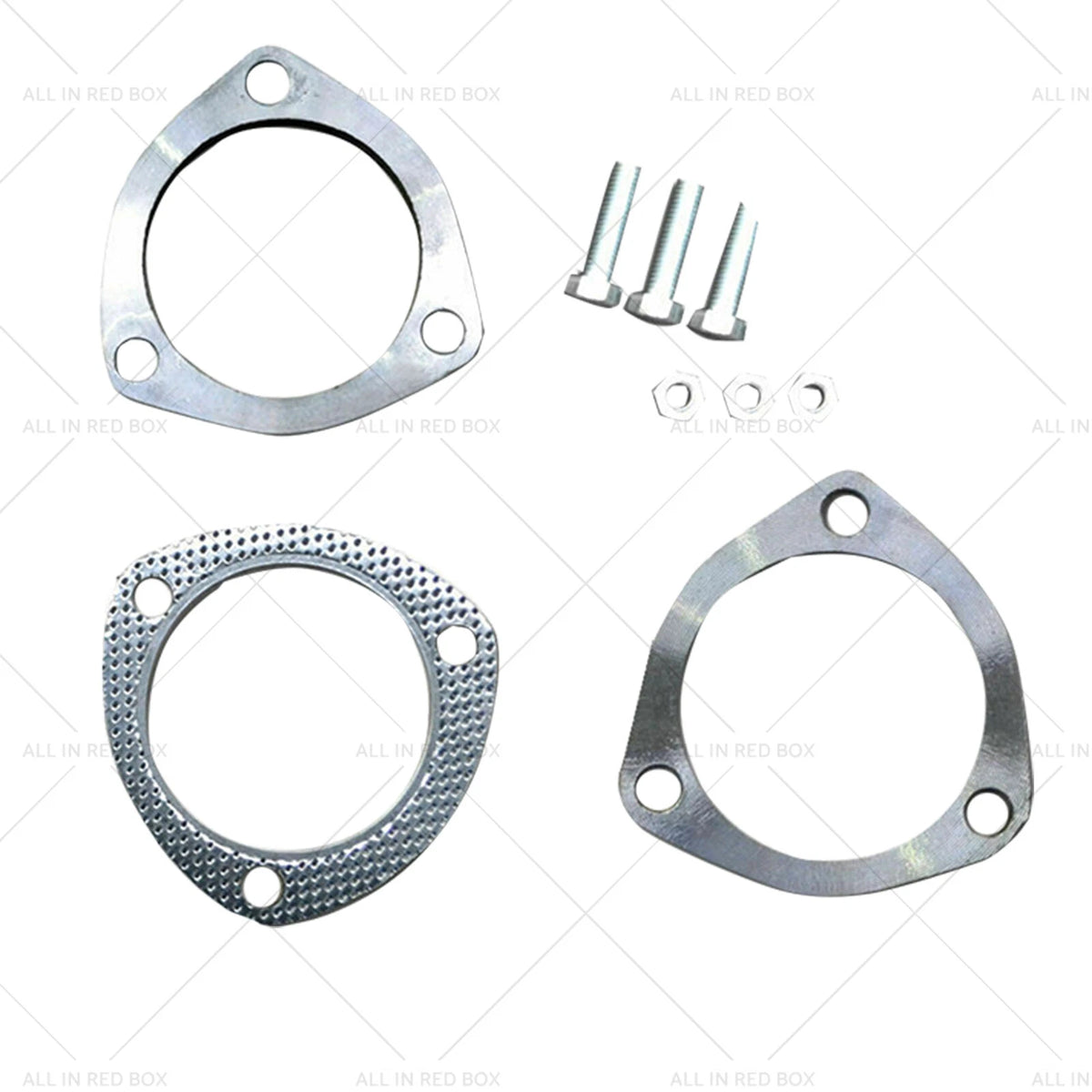 Exhaust Flange Plate Gasket 3" 76mm 3 Bolt Stainless Steel Universal Kit