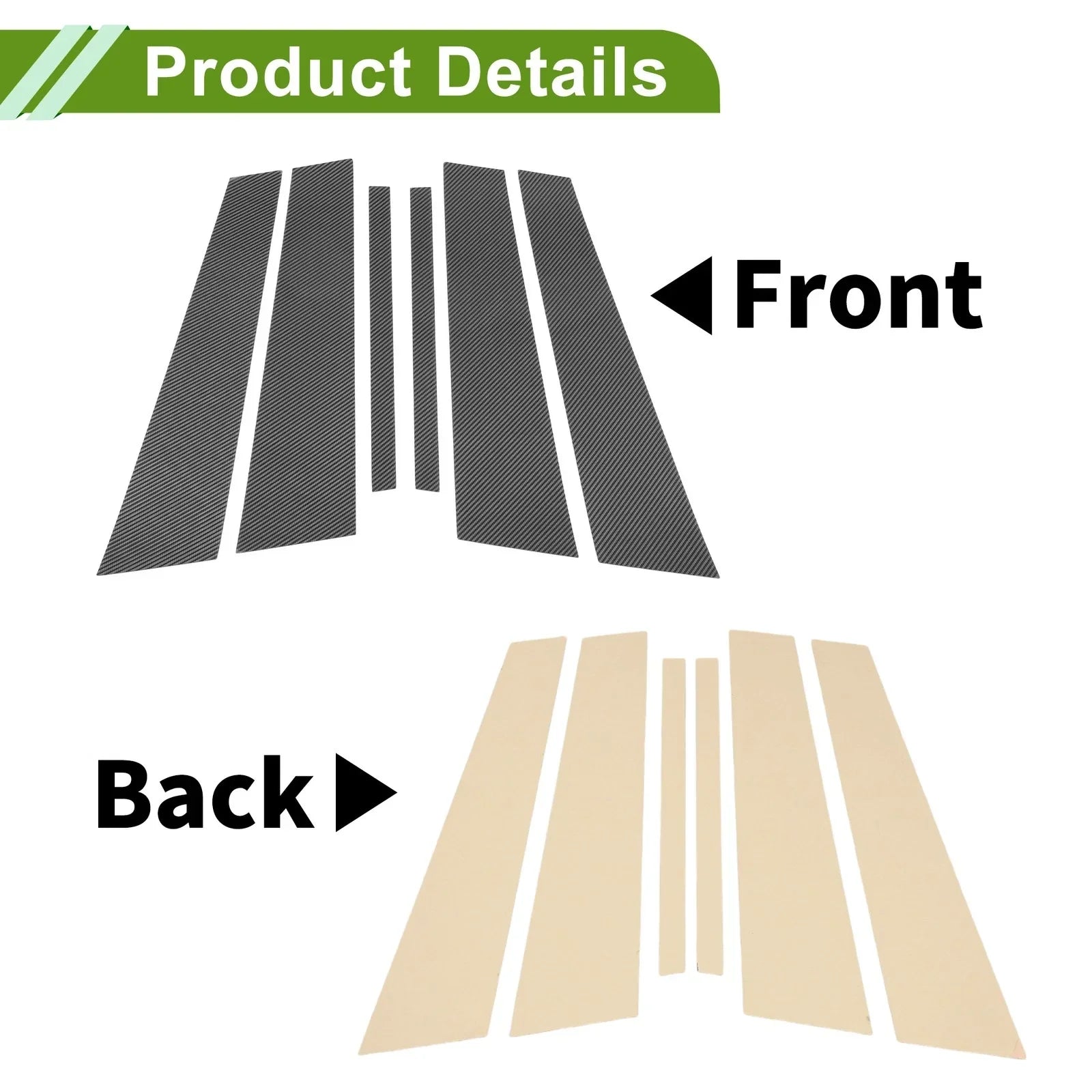 6 Pcs Door Pillar Window Trim for BMW 5-Series Carbon Fiber Black (2018 - 2023)
