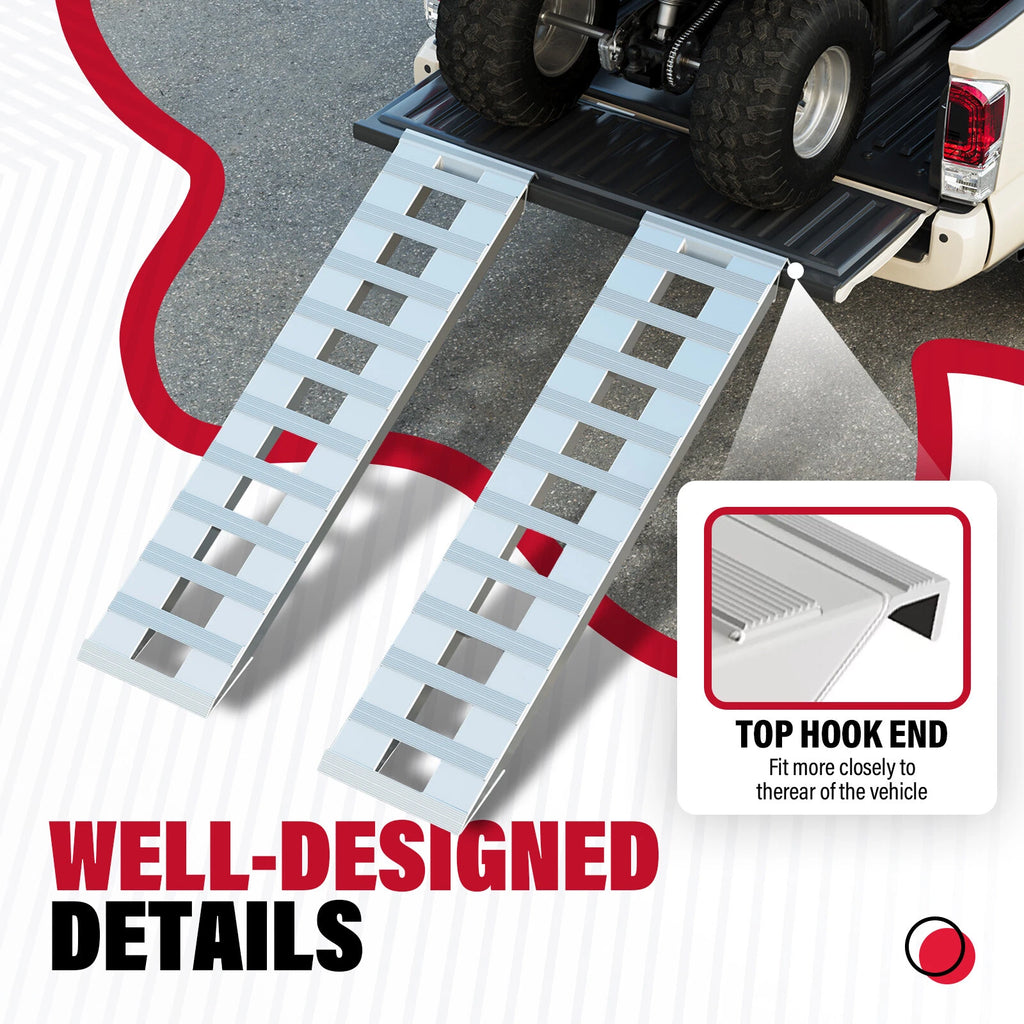 Set of 2 Aluminum Hook End Ramps 60" x 15" 6800LBS for Car Trailer Truck