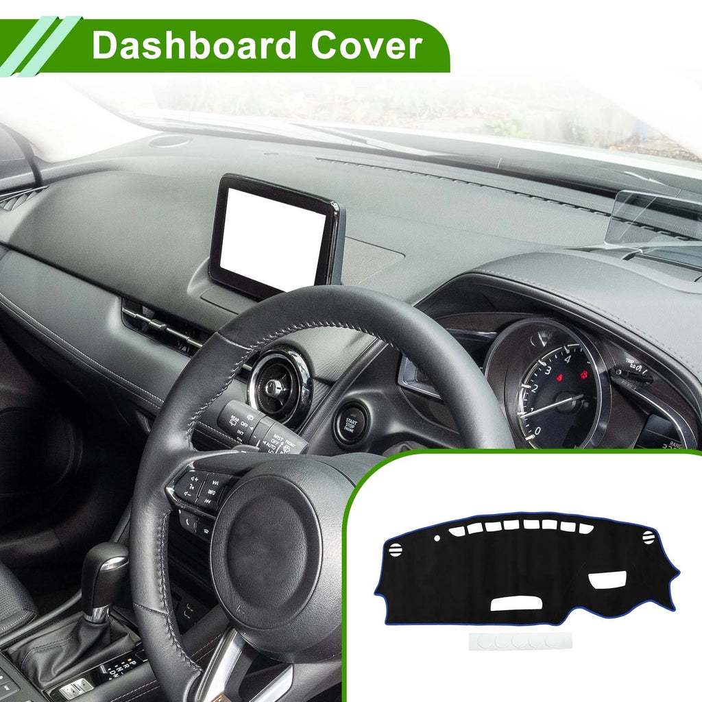 Dashboard Cover Mat for Mazda CX-3 (2016–2022) Sun Protector Black Blue