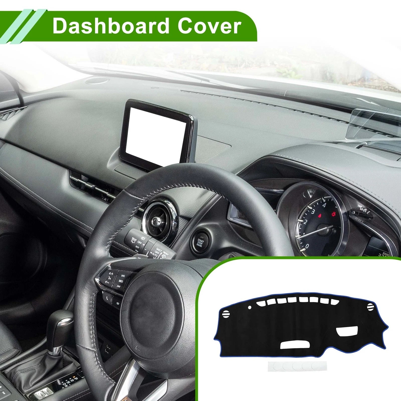 Dashboard Cover Mat for Mazda CX-3 (2016–2022) Sun Protector Black Blue
