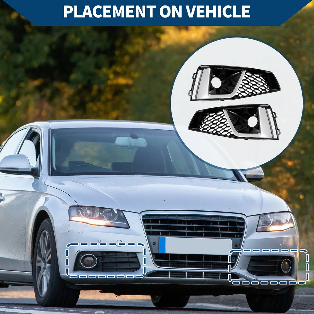 1 Pair Front Fog Light Grill for Audi A6 C7 (2012–2015) No.8WD807681J
