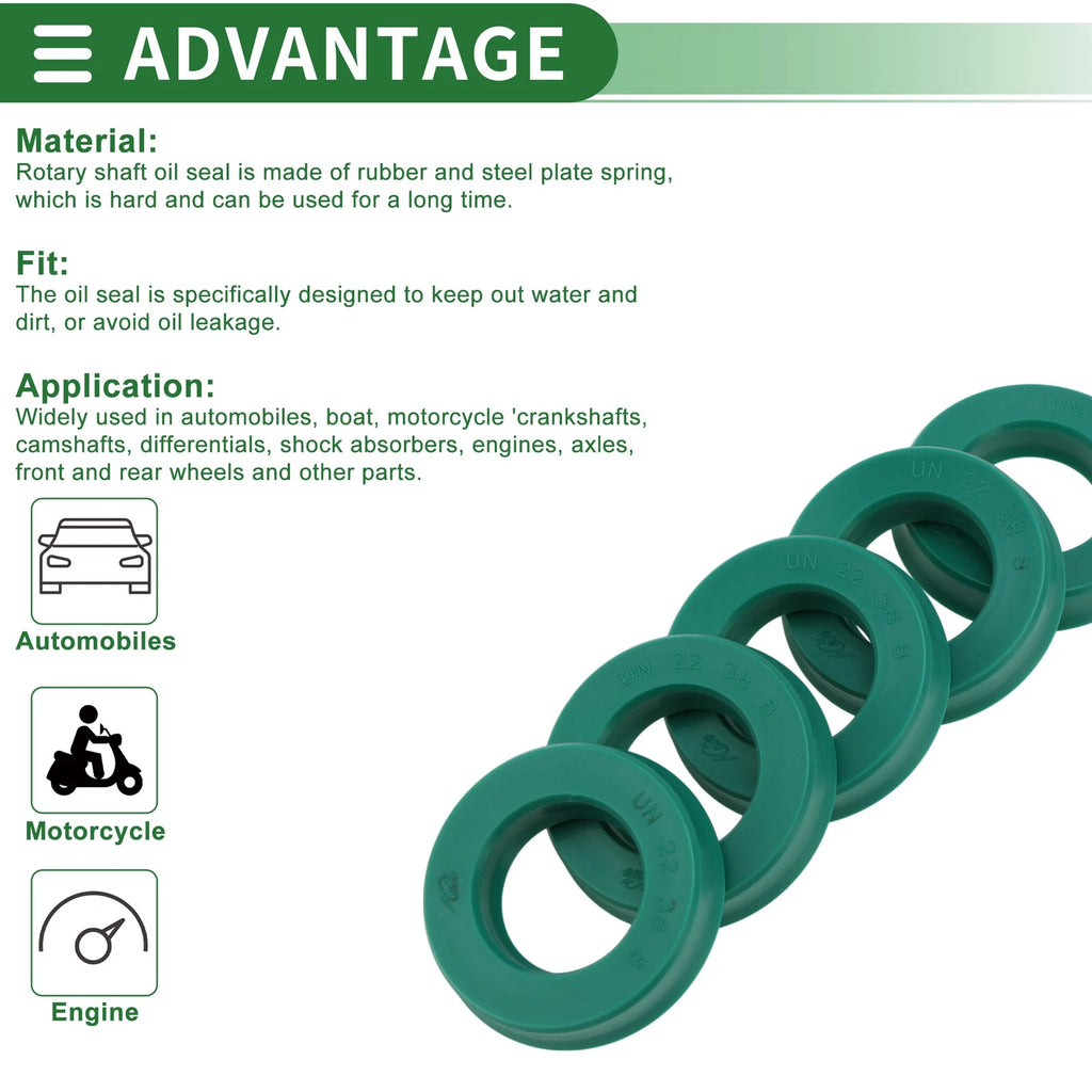 Set of 5 Oil Seal Rotary Shaft Seal 22x38x8mm High Pressure for Various Models