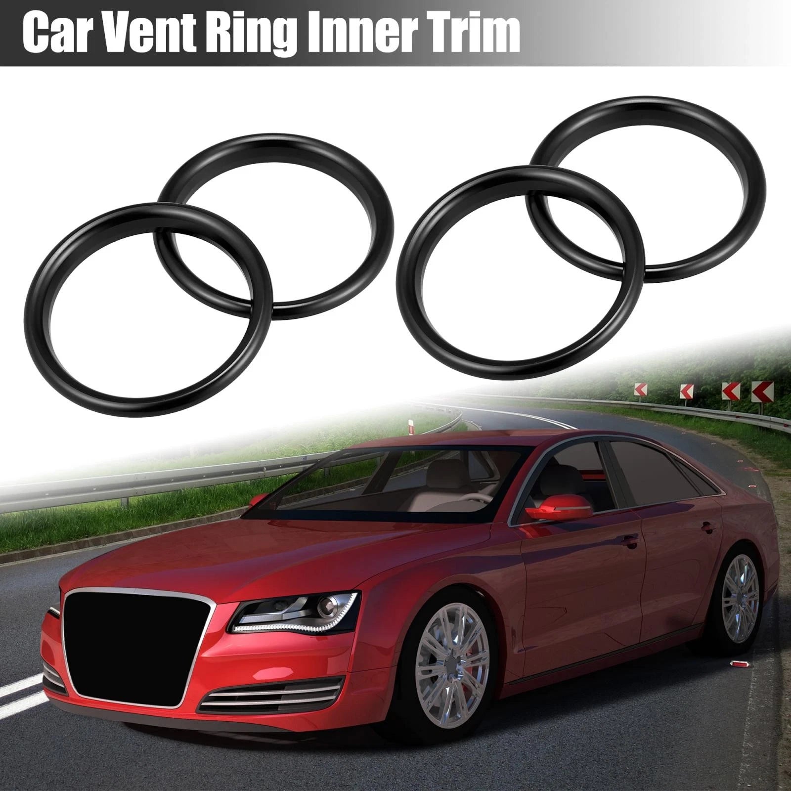 Set of 4 Black Air Vent Inner Trim Aluminum Alloy for Audi A3 S3 Q2L (2013–2021)