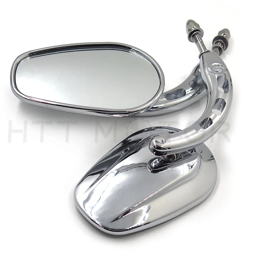 Chrome Tapered Teardrop Rearview Long Stem Mirrors for Harley Motorcycle