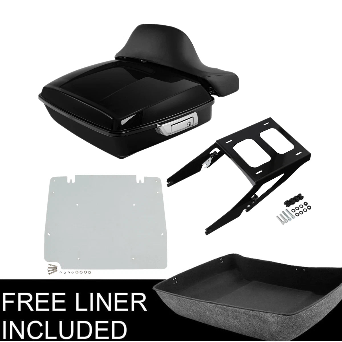 Chopped Trunk Backrest Pad Mount Rack Plate for Harley Sport Glide (2018–2020)
