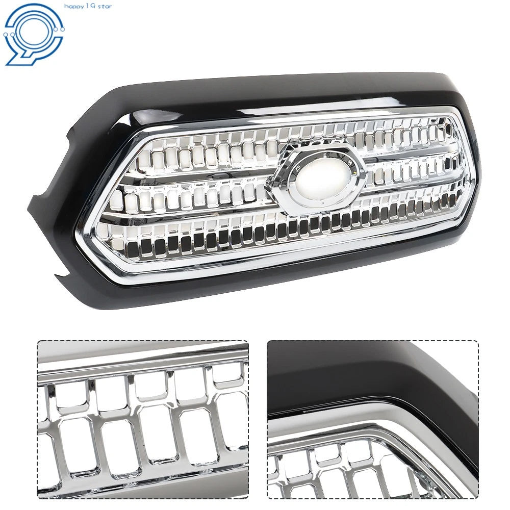 Front Bumper Upper Grille with Chrome Molding for Toyota Tacoma (2016–2017)