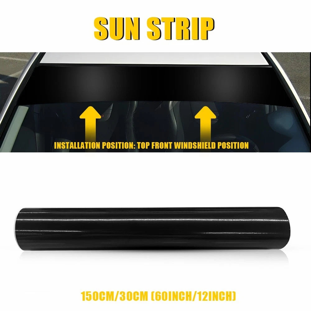 60" Black Sun Visor Strip for Windshield Banner (Universal Fit)