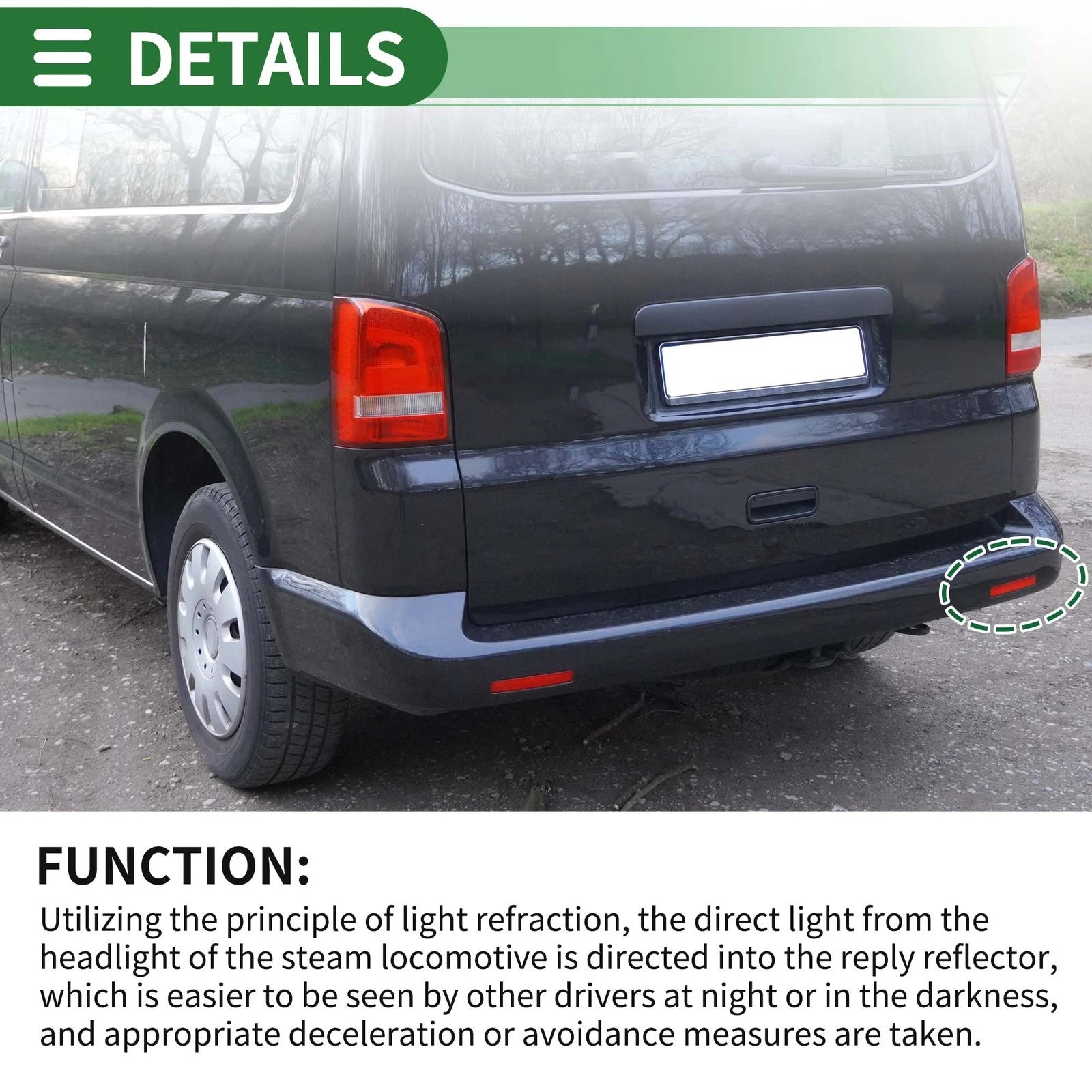 Bumper Reflector No.7E0945106 for Volkswagen Transporter T5 (2003–2015) Rear Right