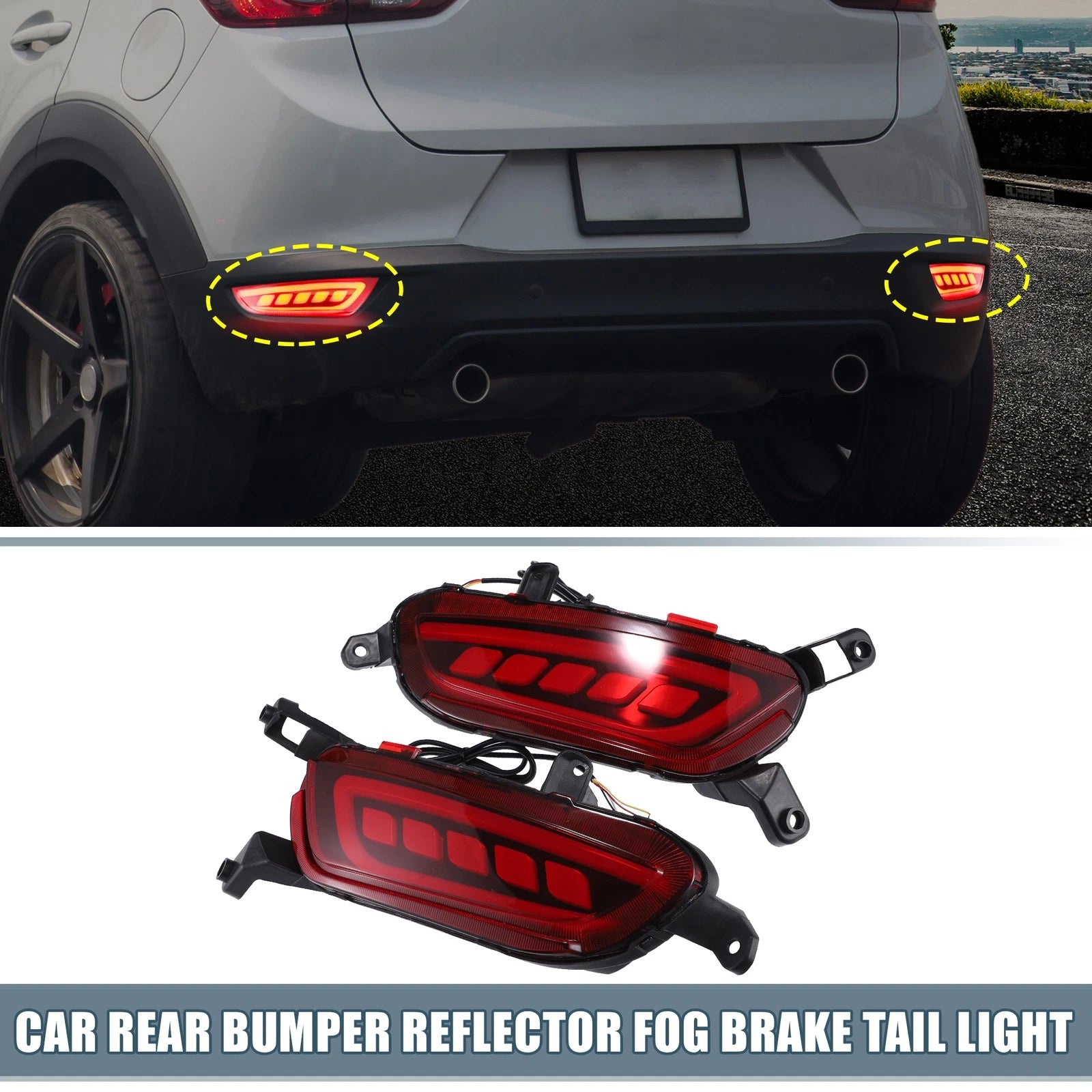 LED Rear Bumper Reflector Turn Signal Brake Light for Mazda CX-3 (2016–2017)