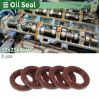 Set of 5 Oil Seal Rotary Shaft Seal FKM Rubber 17x25x4mm