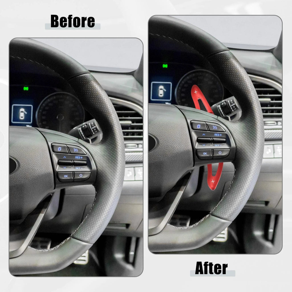 1 Pair Steering Wheel Paddle Shifters for Hyundai Elantra Sport (2017–2019) Aluminum Red