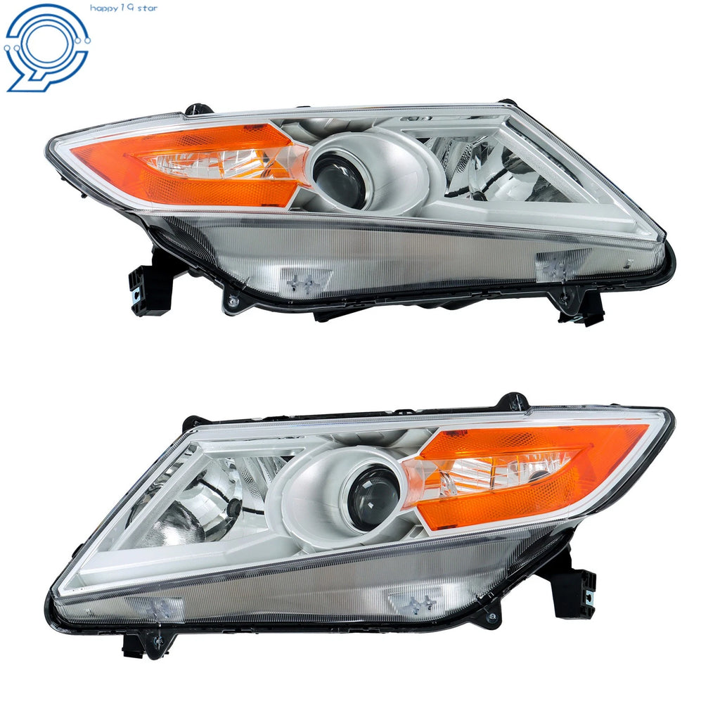 Set of 2 Halogen Front Headlights for Honda Odyssey (2011–2017) Amber Chrome
