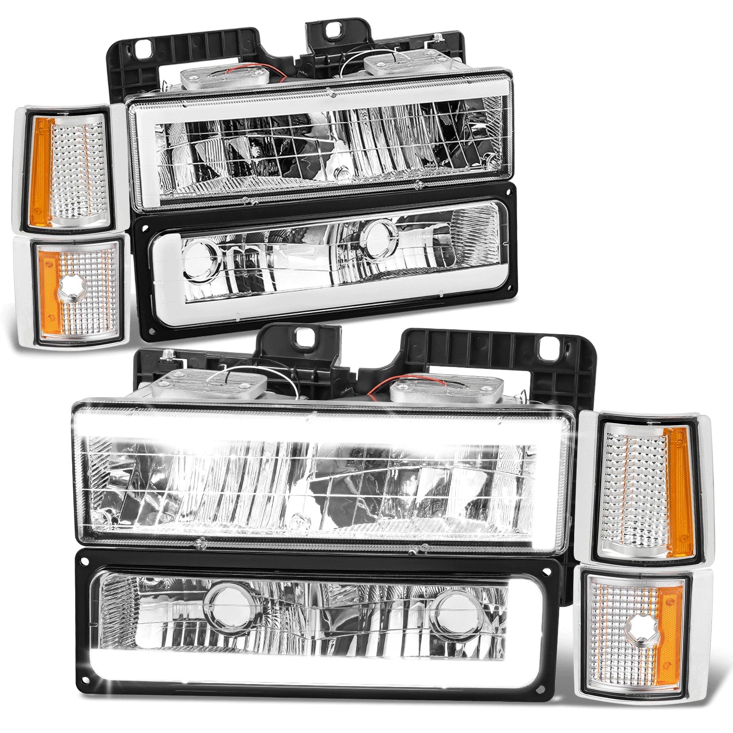 C-LED Headlight + Signal + Amber Corner Lamp for GMC C/K 1500-3500 (1994–2000)