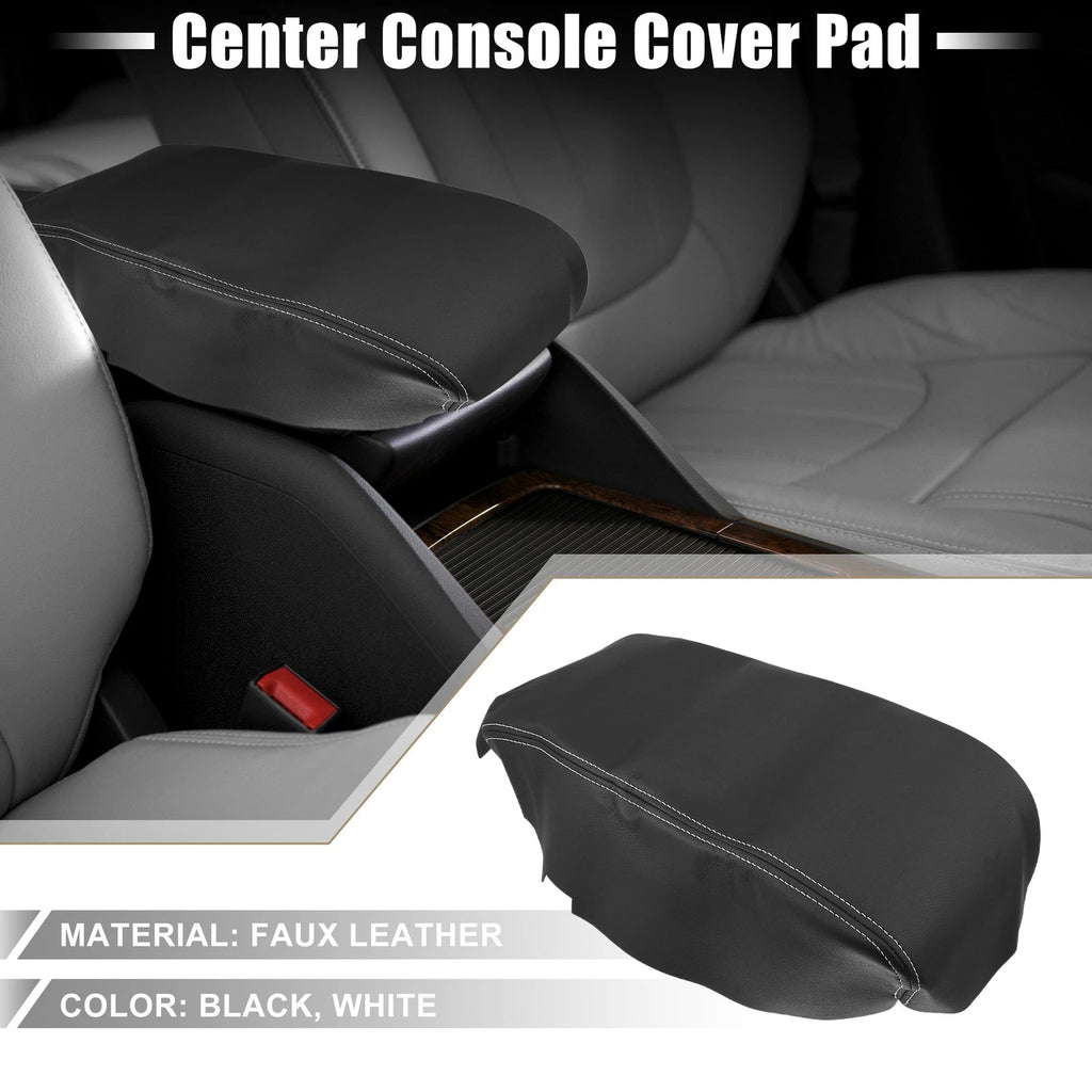Center Console Armrest Cover for Dodge Charger (2008–2010) Black White Stitches