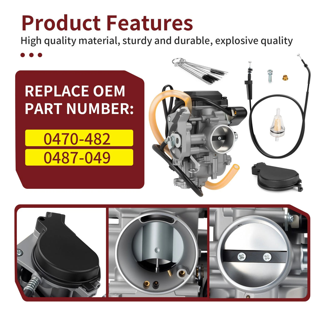 Carburetor with Throttle Cable for Arctic Cat 650 (2005–2006) 0470-482 0487-049