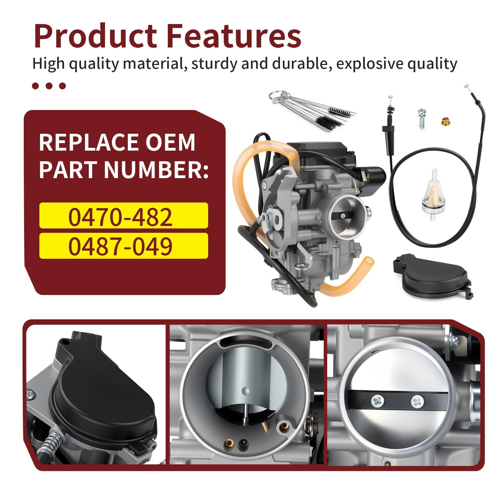 Carburetor with Throttle Cable for Arctic Cat 650 (2005–2006) 0470-482 0487-049