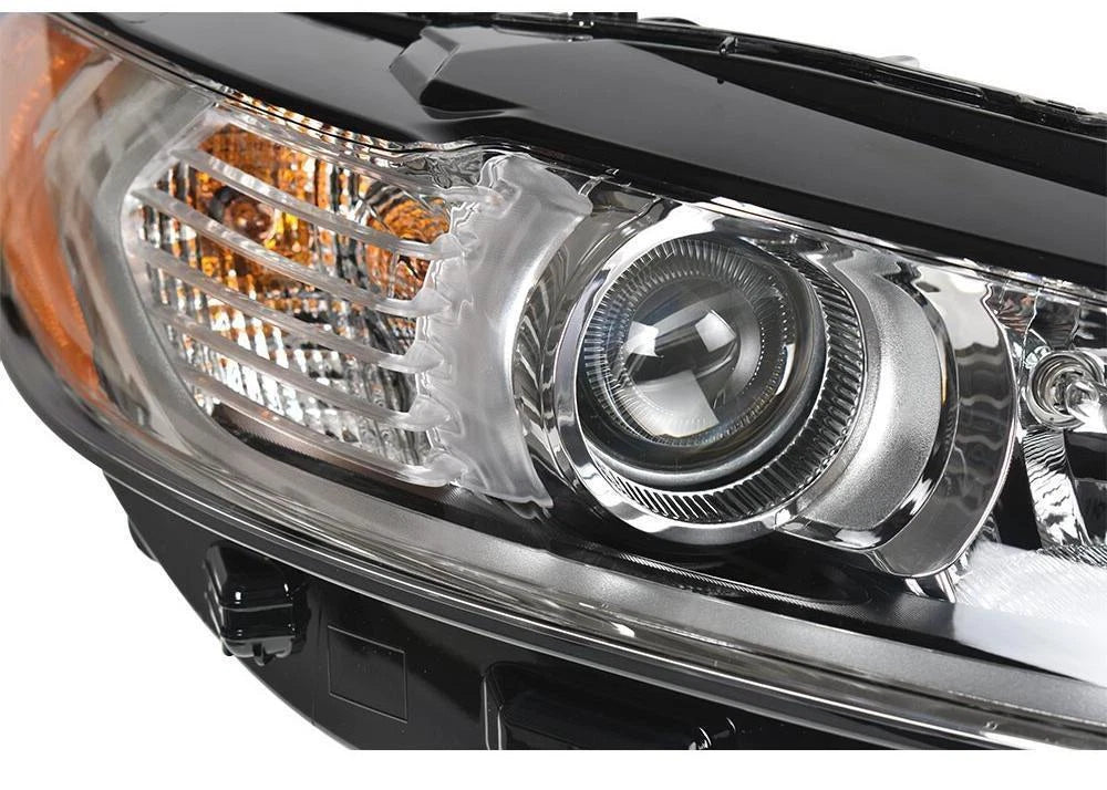 Right Passenger Side Halogen Headlight for Ford Fusion (2013–2016) Chrome w/ Bulbs