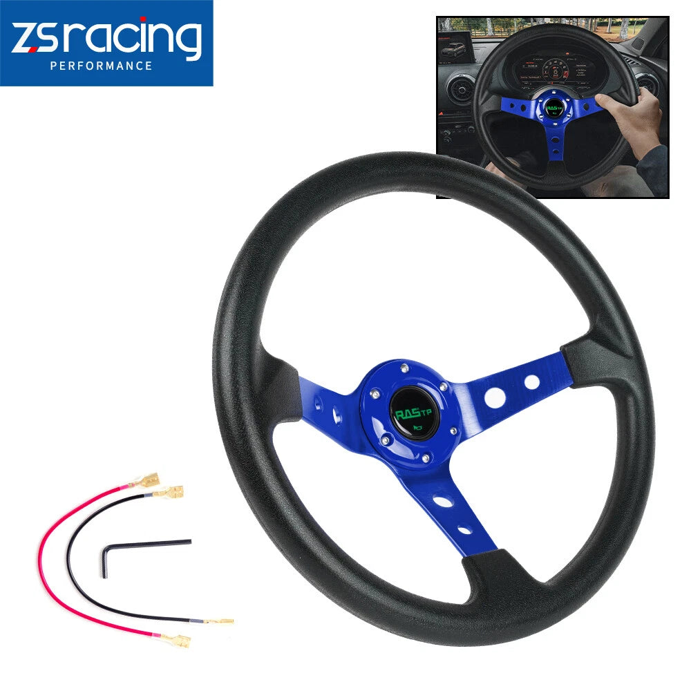 14-Inch Deep Dish Racing Steering Wheel for Cars (6 Bolt)