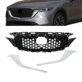 Front Upper Grille for Mazda CX-5 (2022–2023) Glossy Black + Chrome Trim