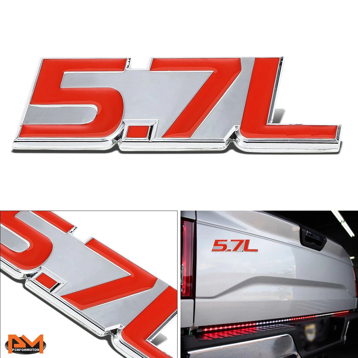 3D Polished Metal Decal Emblem for Chrysler Toyota Ram Jeep (5.7L)