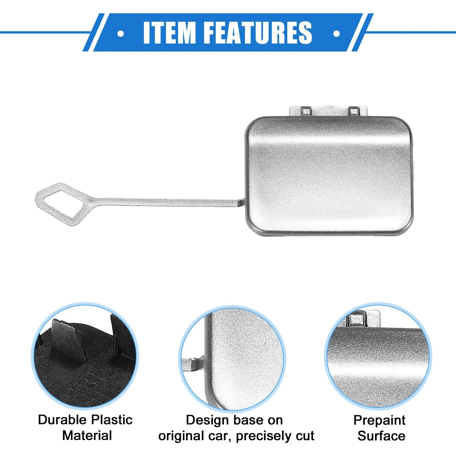 Rear Bumper Tow Hook Cap for Mercedes-Benz E350 Sedan (2010-2013) Silver Tone