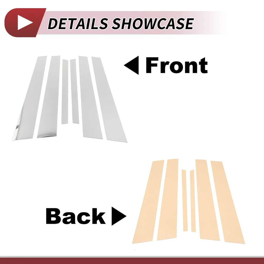 6 Pcs Door Pillar Trim for BMW 5-Series (2010-2014) Chrome Silver
