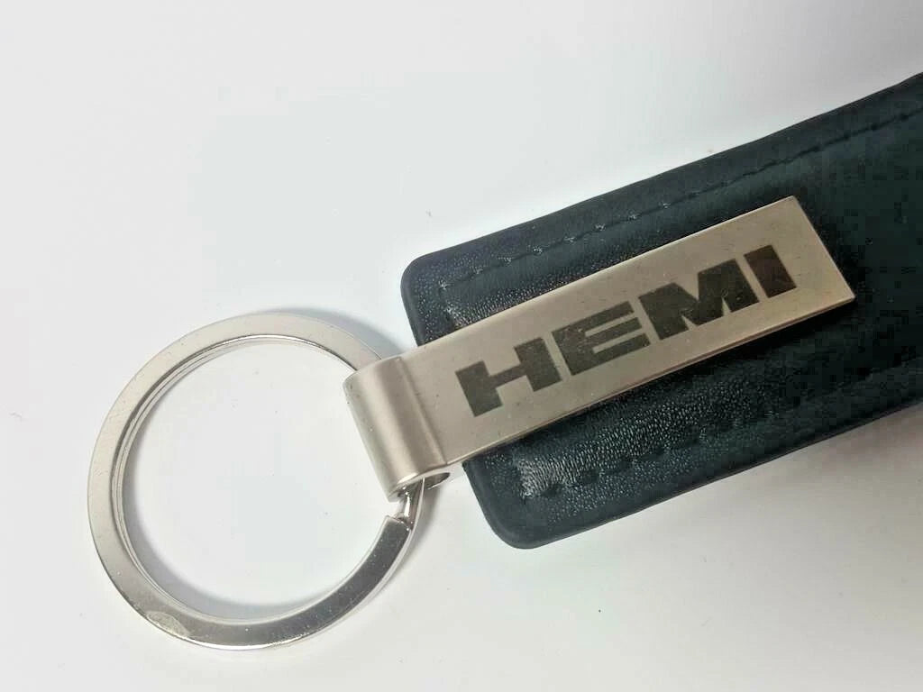 Licensed Mopar Hemi Black Leather Key Chain for Dodge Charger Challenger