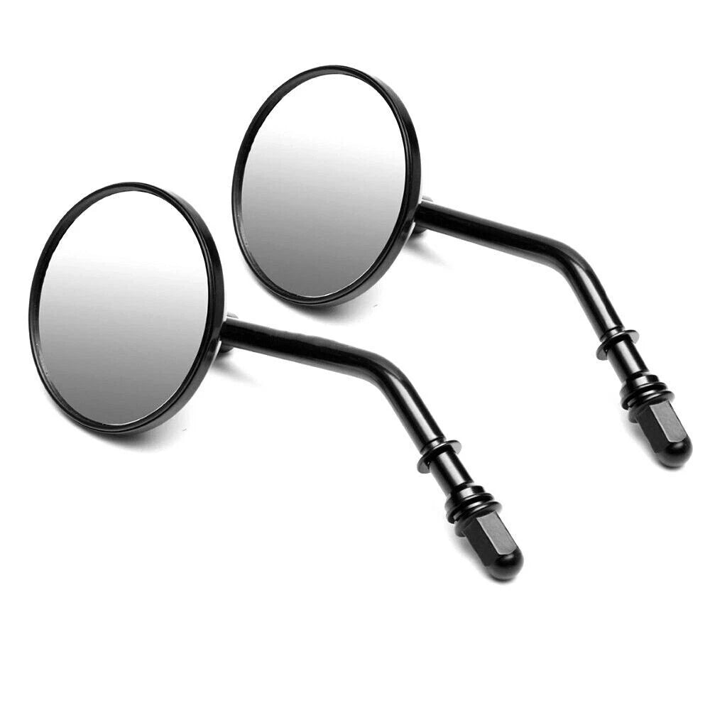 Black Round Side Rear View Mirrors for Harley Davidson (8mm)