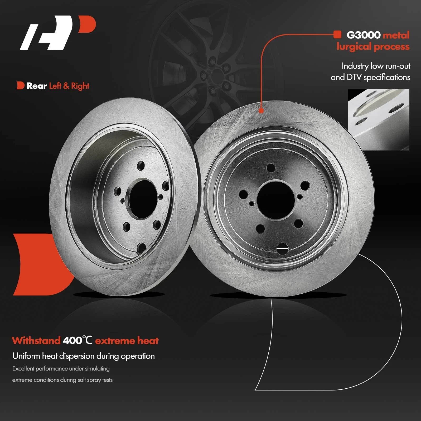 Set of 2 Rear Disc Brake Rotors for Subaru BRZ Forester Legacy Impreza