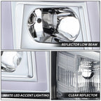 Chrome Housing Headlight Headlamp w/LED Bar for Silverado 1500 2500HD 3500 (2007–2014)